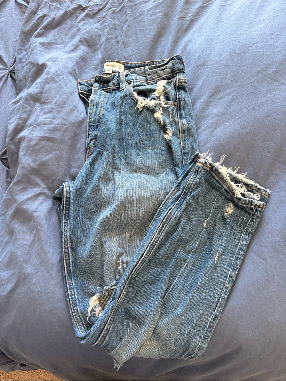 Abercrombie & Fitch Light Blue Distressed High-Rise Jeans